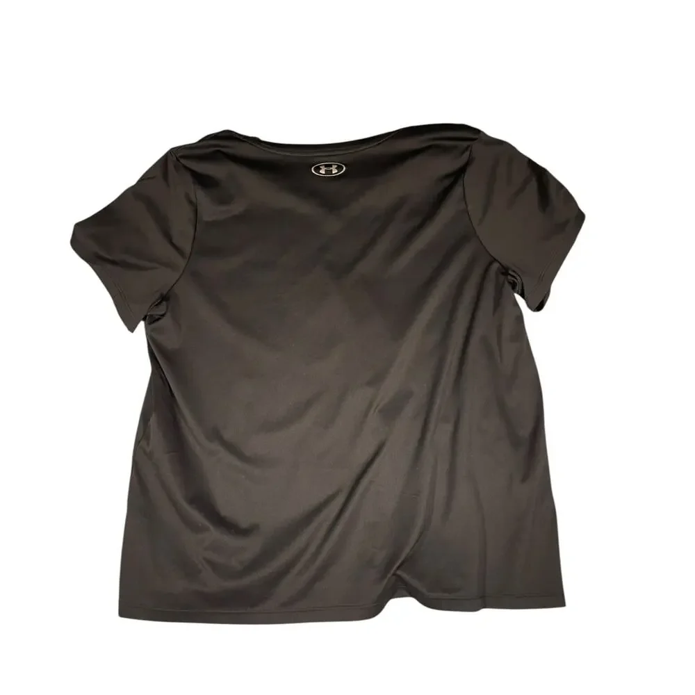 Under Armour Women’s Black V-Neck Athletic T-Shirt Short Sleeve Size 2XL - Picture 3 of 3